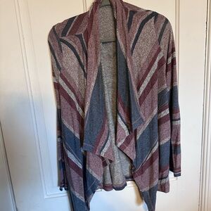 Maurices Burgundy and Blue Striped Cardigan